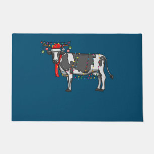 Paillasson Christmas Cow Holiday Lights With Antlers And Orna