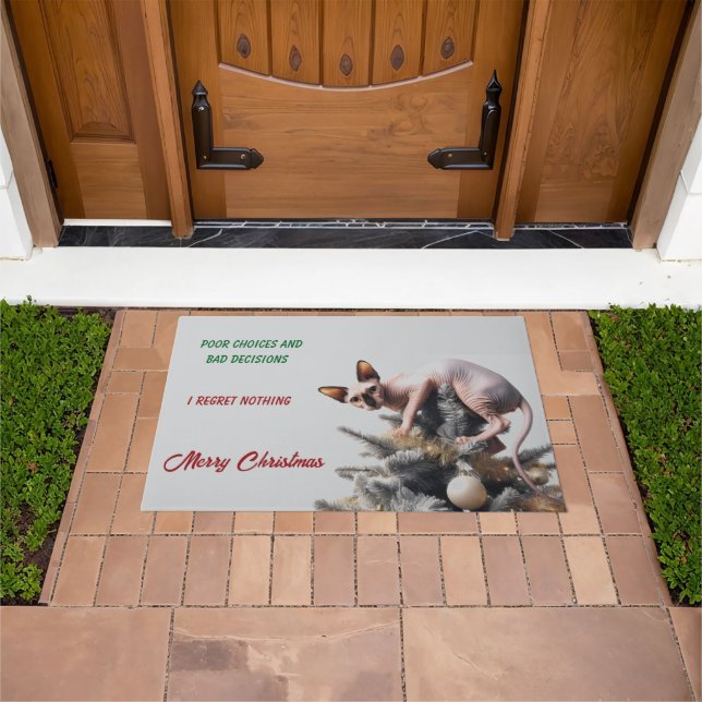 Paillasson Christmas Sphynx Cat (De plein air)