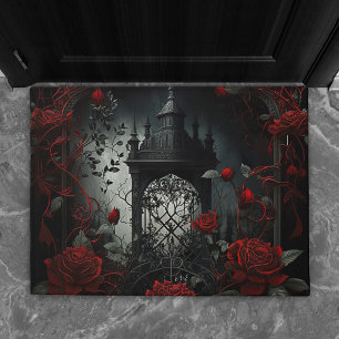 Paillasson Cimetière gothique Jardin Rose avec Rouge et Noir