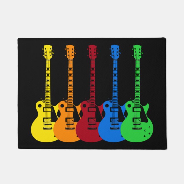 Paillasson Cinq guitares électriques colorées  (Devant)