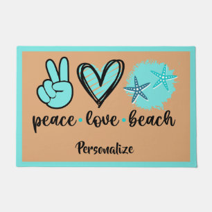 Paillasson Citation Paix Amour Plage Signe de Paix Coeur Coqu