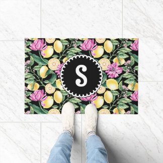 Paillasson Citrons et tulipes Motif Floral | Citrus Monogramm