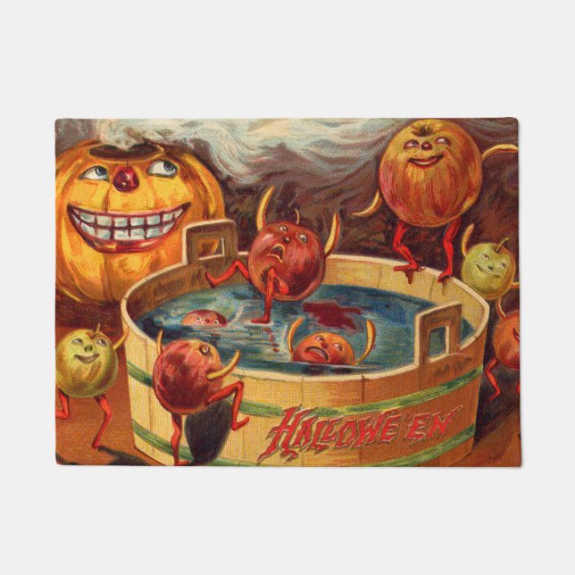 Paillasson Citrouille pomme Jack O' Lantern souriante (Devant)