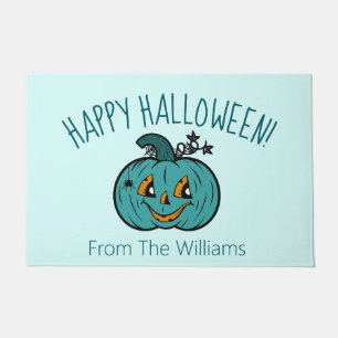 Paillasson Citrouille turquoise JackoLantern Happy Halloween 