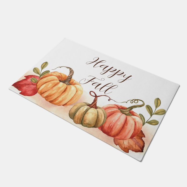 Paillasson Citrouilles d'aquarelle avec texte personnalisable (Incliné)