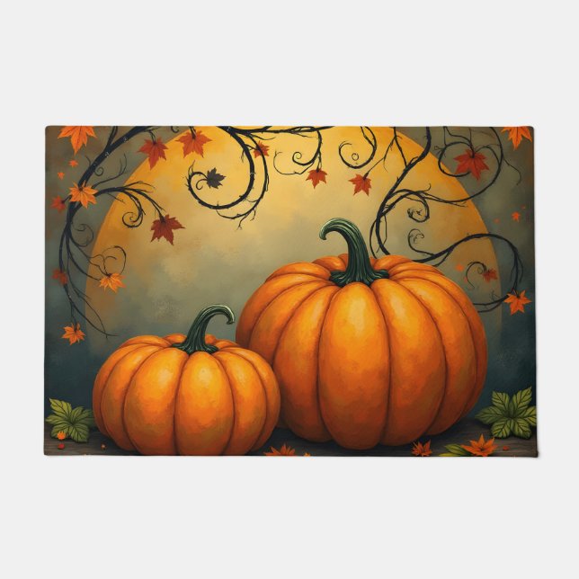 Paillasson Citrouilles d'automne en Pleine lune (Devant)