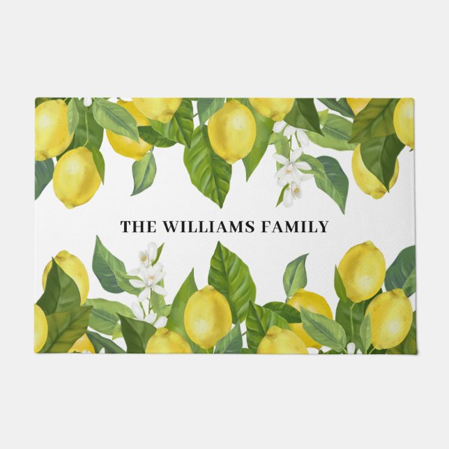 Paillasson Citrus citron Nom de famille Porte Mat (Devant)
