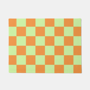 Paillasson Citrus vert orange À damiers En vichy Motif