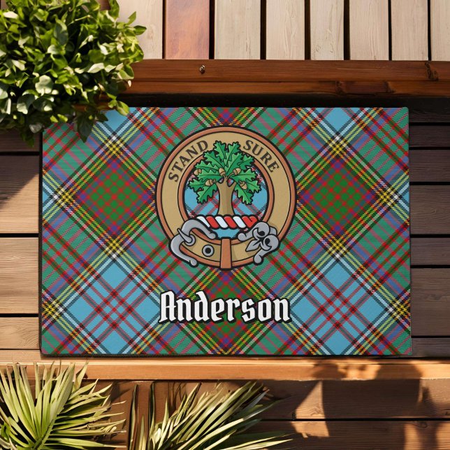 Paillasson Clan Anderson Crest sur Tartan (Créateur téléchargé)