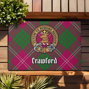 Paillasson Clan Crawford Crest sur Tartan