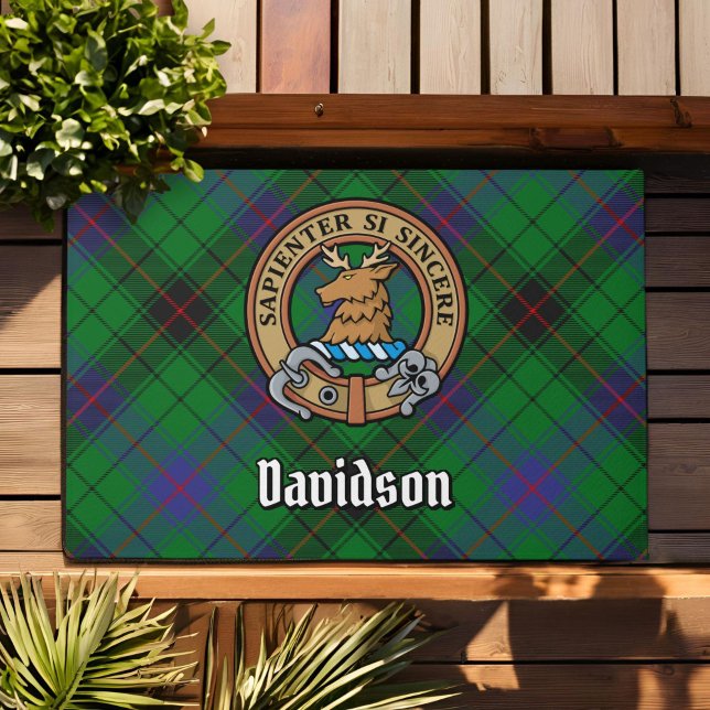 Paillasson Clan Davidson Crest sur Tartan (Créateur téléchargé)