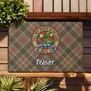 Paillasson Clan Fraser Crest sur le tartare de chasse Patinée