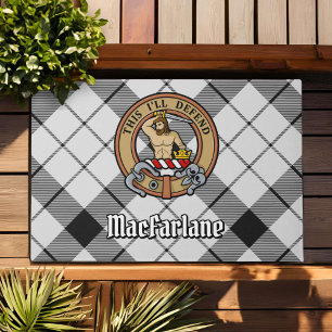 Paillasson Clan MacFarlane Crest sur tarte noir et blanc