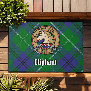Paillasson Clan Oliphant Crest sur Tartan