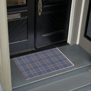 Paillasson Clan Plaid Thompson gris bleu Check Tartan
