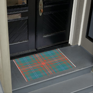Paillasson Clan Plaid Wilson Orange Turquoise Check Tartan