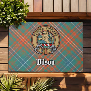 Paillasson Clan Wilson Crest au-dessus de Tartan antique