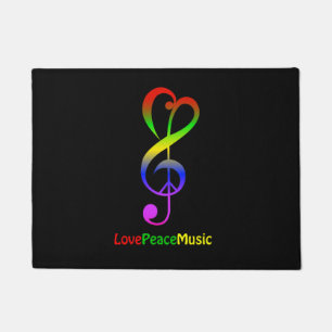 Paillasson Clef triple hippie de musique de paix d'amour