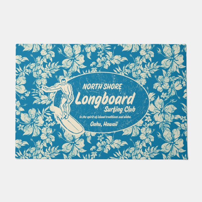 Paillasson Club surfant le logo de Longboard et l'azur de (Devant)
