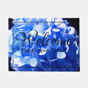 Paillasson Cobalt bleu floral élégant bleu hydrangées
