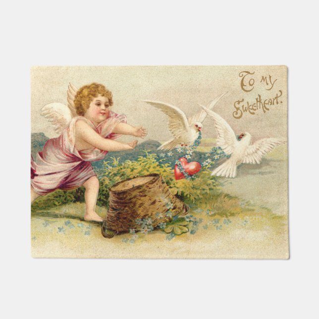 Paillasson Coeur de colombe de l'ange Cherub (Devant)