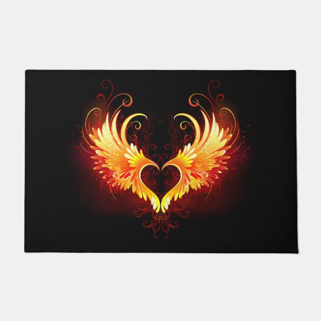 Paillasson Coeur de feu ange avec ailes (Devant)
