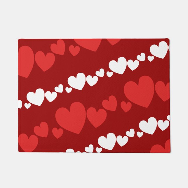 Paillasson Coeurs de la Saint Valentin blanc et rouge (Devant)