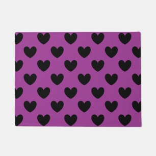 Paillasson Coeurs de polka noir sur violet
