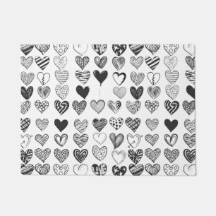 Paillasson Coeurs en noir et blanc