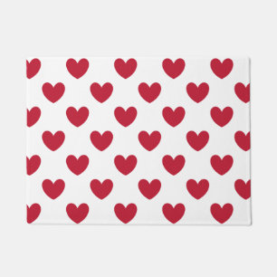 Paillasson Coeurs polka rouge sur blanc