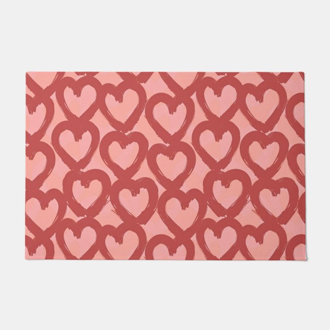 Paillasson Coeurs rouges valentines jour motif (Devant)