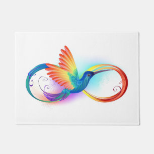 Paillasson Colibri arc-en-ciel avec symbole Infinity