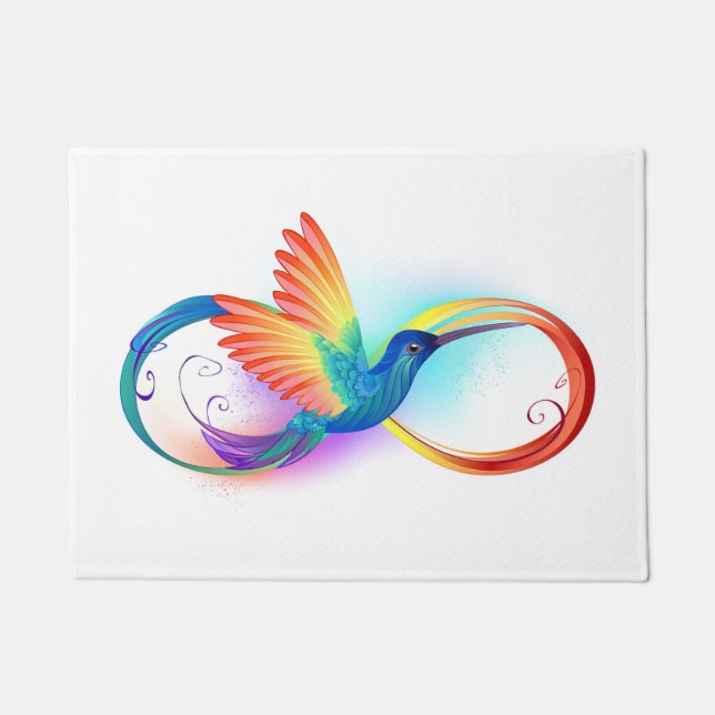 Paillasson Colibri arc-en-ciel avec symbole Infinity (Devant)