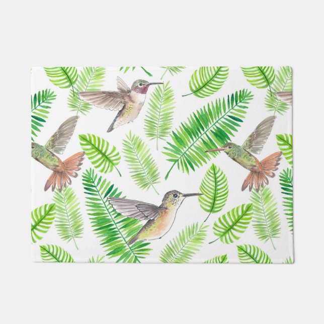 Paillasson Colibris et feuilles tropicaux (Devant)