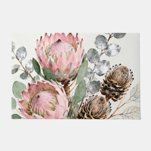 Paillasson Composition de protée eucalyptus à l'aquarelle