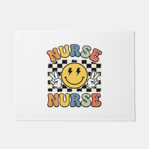 Paillasson Conception de chemise à carreaux Smiley d'infirmiè