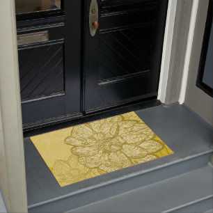 Paillasson Conception florale jaune décorative moderne