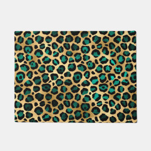 Paillasson Conception Turquoise et Gold Leopard Series 14