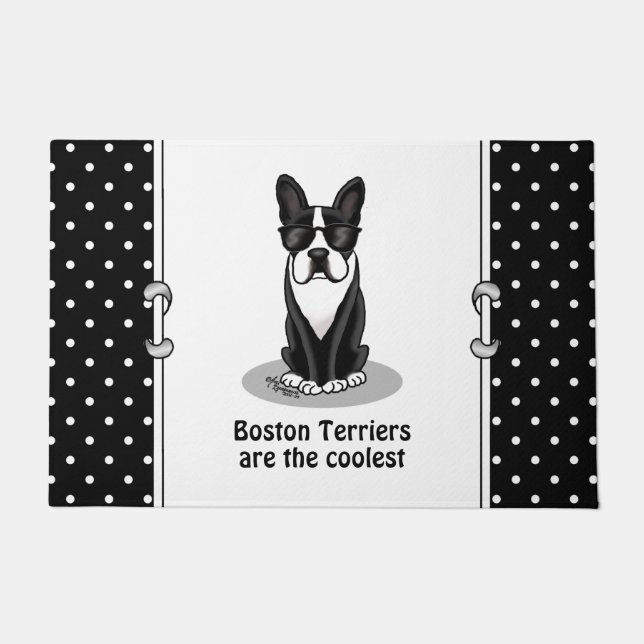 Paillasson Cool Boston Terrier Dog (noir) avec lunettes de so (Devant)