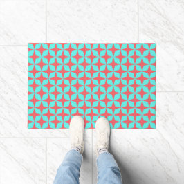 Paillasson Corail Turquoise rétro Motif atomique