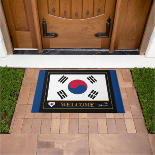 Paillasson Corée du Sud et Corée Drapeau maison mat/sports Bi
