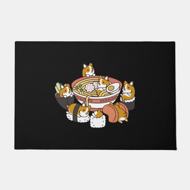 Paillasson Corgi Ramen Sushi (Devant)