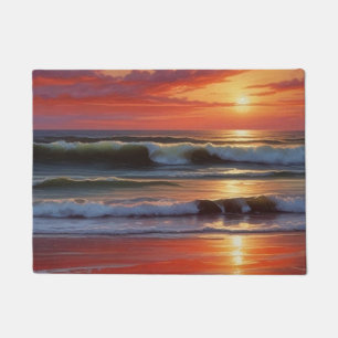 Paillasson Coucher Rouge Océan Peinture de paysage marin
