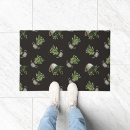Paillasson Couleur d'eau douce Plante Motif noir