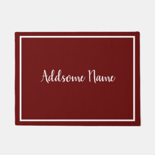 Paillasson Couleur Solide Moderne Burgundy Blanc Monogramme