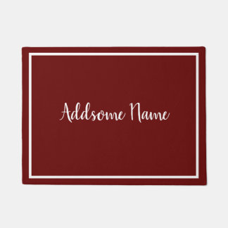 Paillasson Couleur Solide Moderne Burgundy Blanc Monogramme