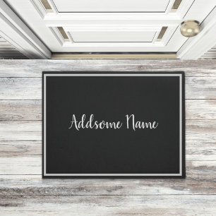 Paillasson Couleur solide Moderne Noir de base Monogramme