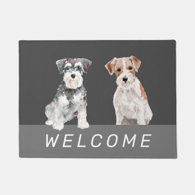Paillasson Couleurs d'aquarelle pour chiens mignons Schnauzer (Devant)
