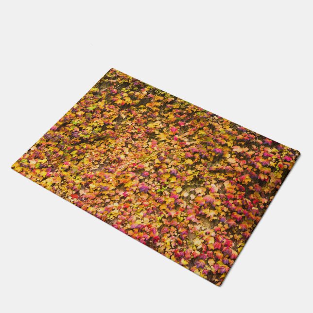 Paillasson Couleurs d'automne dorées sur un mur de lierre (Incliné)