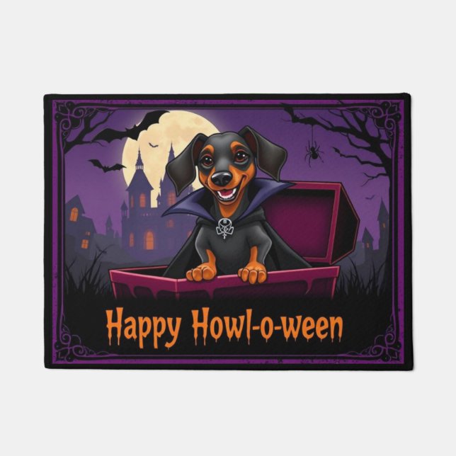 Paillasson Count Dachshund Happy Howl-o-ween (Devant)